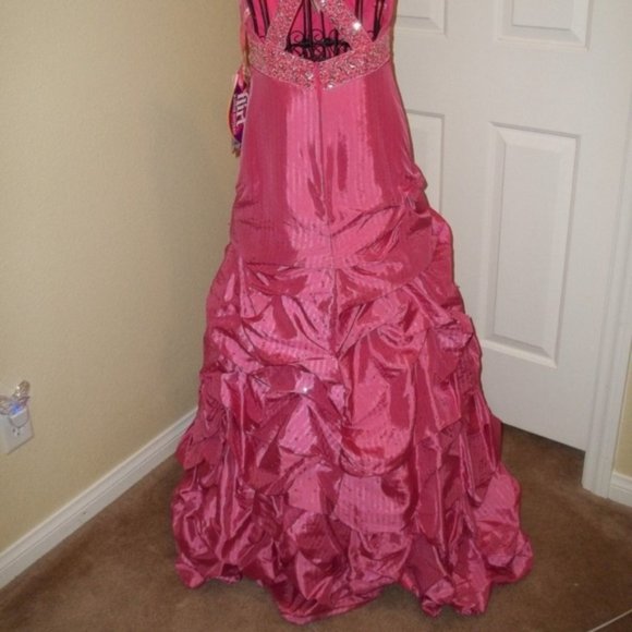 *FINAL PRICE* Pink Stripe Pickup Skirt Formal Prom or Evening Gown 2 - Picture 6 of 7